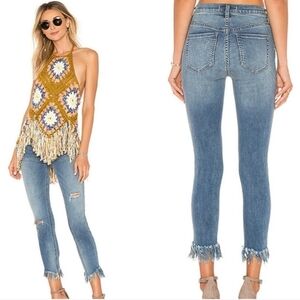 Free People Great Heights Fringe Boho Denim Jean